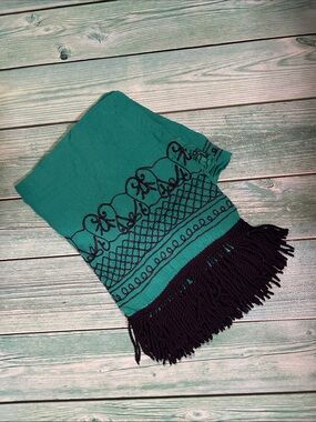 Target Teal and Black Fringed Scarf Wrap